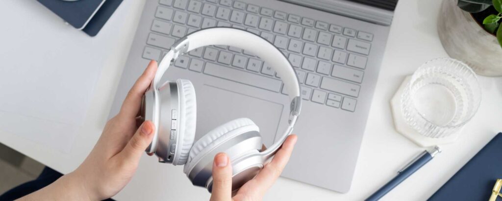 Headphones and laptop